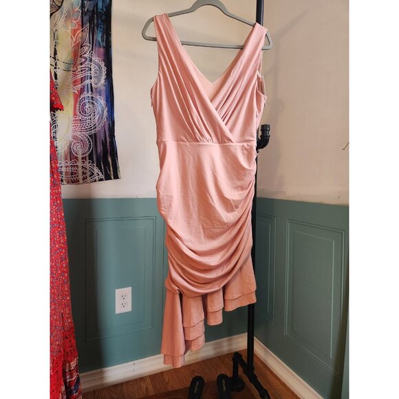Grace Karin Ruched Sleeveless Dress – Asymmetrical Hem, Size Large Blush Pink - Picture 1 of 6